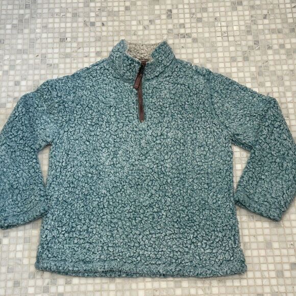 True Grit Tops - True Grit Frosty Tip Sherpa 1/4 Zip Light Blue Pullover